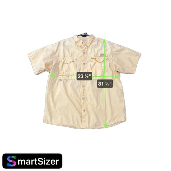 Columbia Mens PFG Short Sleeve Button-Up Fishing Shirt Size XL Yellow - Picture 9 of 9